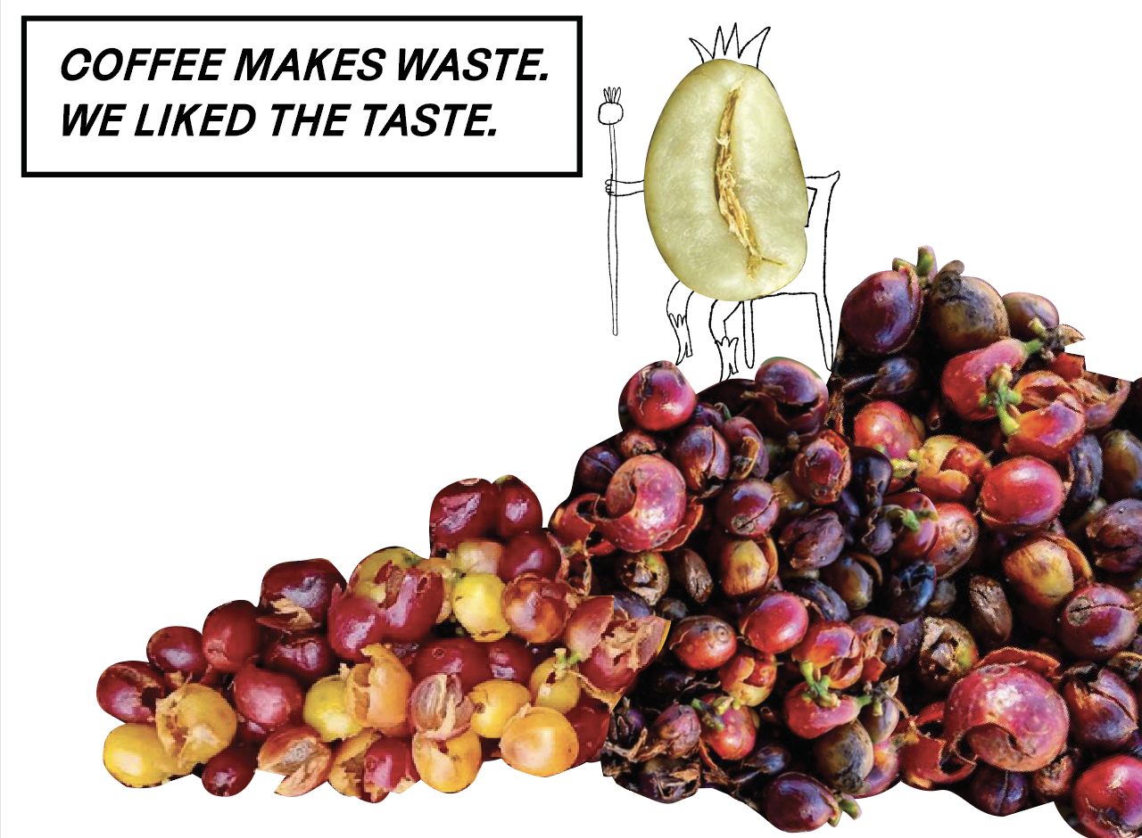 Coffee King illustration created by Fru Pinter as part of the Cascara Cabinet branding concept.